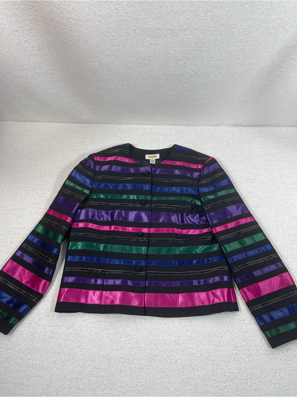 VTG Talbots Cropped Blazer Womenβs Size 12, multicolor Striped Ribbon. SKU#0504